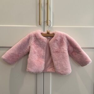 Miniclasix Baby Girl Pink Faux Fur Coat Jacket 6-9M (12-18 lbs) Soft
